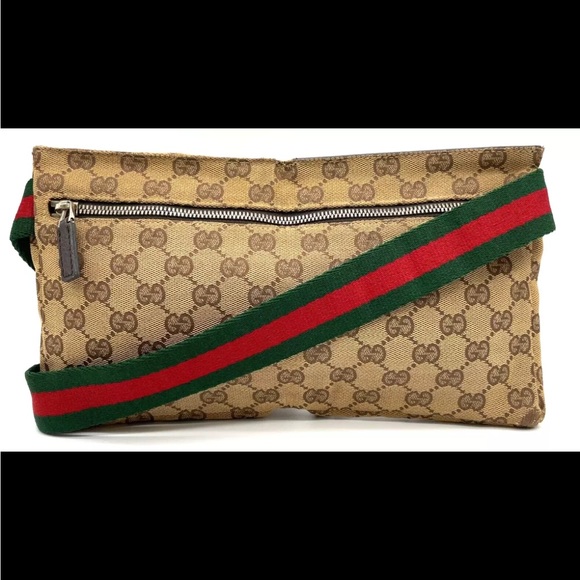 Authentic  Gucci GG Canvas Sherry line Beige Waist bag - Picture 1 of 17